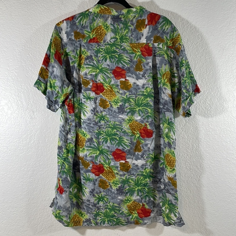 Aeropostale Shirt Pineapple Hibiscus Hawaiian Mens Short Sleeve Size Large - Picture 4 of 8